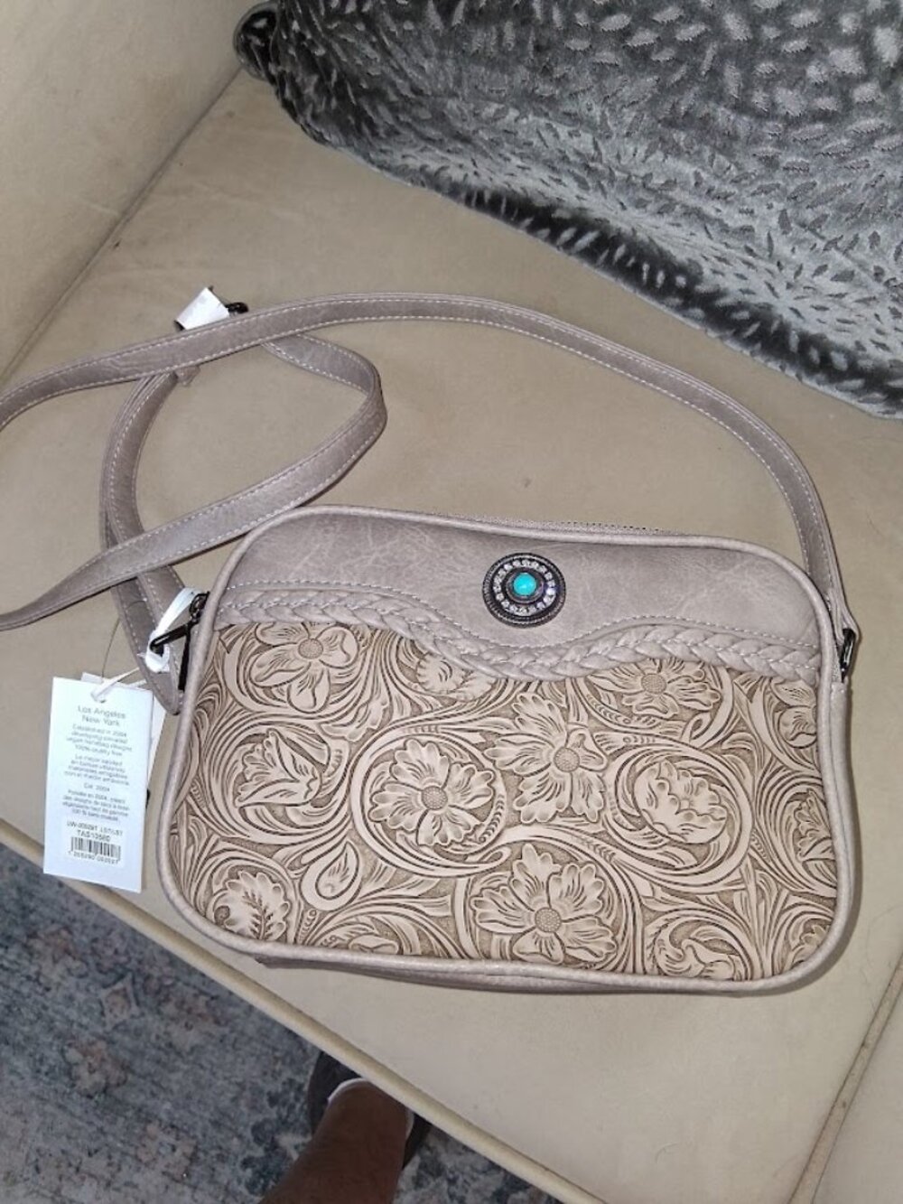 Alyssa Western Style Faux Leather Embossed Crossbody Bag NWT